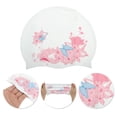 thumbnail image 3 of Ofertas Únicas 1 Pc Gorro de Baño Impermeable de Silicona con Estampado de Flores Rosa Blanco, 3 of 5