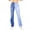 Blue, variant on Womens High Waist Straight Leg Colorblock Denim Jeans Stretchy Slim Fit Two-Tone French Street Leggings with Pockets