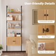 thumbnail image 6 of Wall-Mounted Ladder Shelf 5-tier Bookshelf w/ Rattan-Door Cabinet Display Rack, 6 of 10