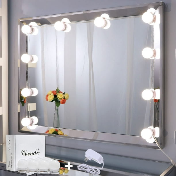 Lumière de Miroir, Kit de Lumière LED, USB Lampe pour Miroir de Courtoisie  de Style Hollywood 10 Ampoules LED, Miroir Non Inclus