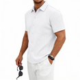 thumbnail image 6 of Domzest Men's Button Down Shirts Short Sleeve Collared Shirt Summer Casual Striped Textured Beach Shirt White S, 6 of 8