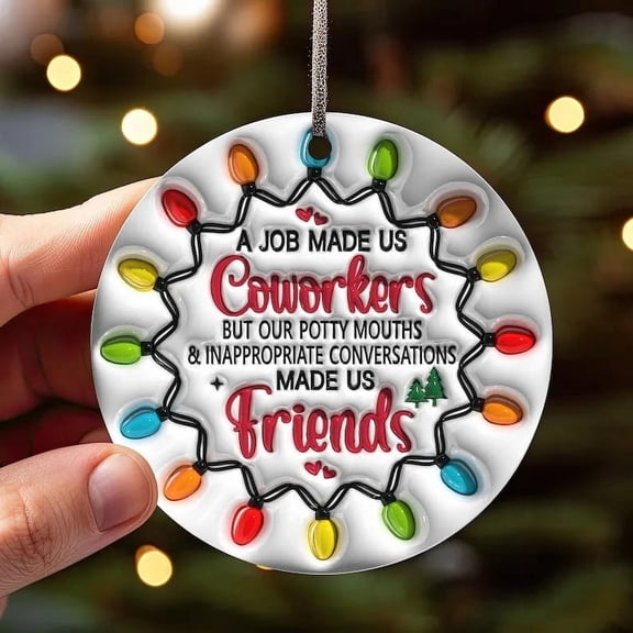 BOPORO 2024 Christmas Ornament Gifts for Coworkers, Friends, Funny Coworker Christmas Ornaments, Friendship Gifts for Work Bestie, Christmas Decorations Ceramic Ornaments