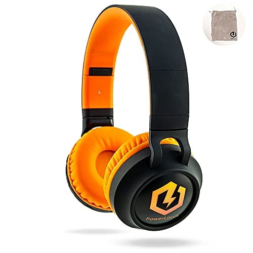 Auriculares Bluetooth para niños, PowerLocus, inalámbricos, con LED, plegables, con micrófono, limitados de volumen, inalámbricos/cableados