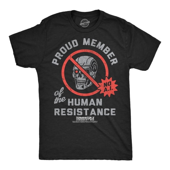 Mens Funny T Shirts Proud Member Of The Human Resistance Sarcastic Terminator 2 Movie Tee For Men Graphic Tees
