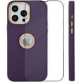 thumbnail image 4 of for iPhone 14 Pro Max Case Silicone 3 in 1 Case Logo View + 1* Screen Protector Shockproof Protective Anti-Skid Edge Cover iPhone 14 Pro Max Case -Purple, 4 of 11