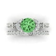thumbnail image 2 of Clara Pucci 18K White Gold Round Cut 1.5Ct Simulated Green Diamond Engagement Ring + Matching Band - Luxury Box Included, 2 of 7