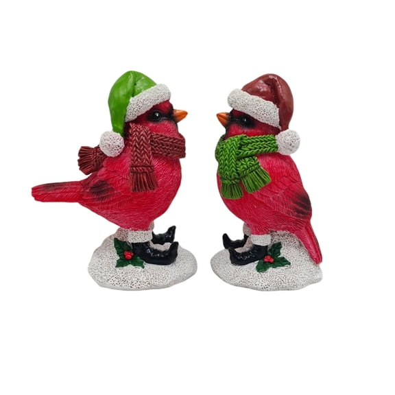 2pcs Cardinal Christmas Decorations Figurines – Red Birds Holiday Tabletop & Mantel Ornaments, Indoor & Outdoor Christmas Figurines, Table Centerpiece Decorations, Cardinal Gifts for Home