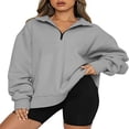 thumbnail image 2 of ‌LYMAYTER Casual Sweatshirt for Women‌‌ Oversized Half Zipper Top Casual Long Sleeve Solid Sweatsuit S-3XL, 2 of 10