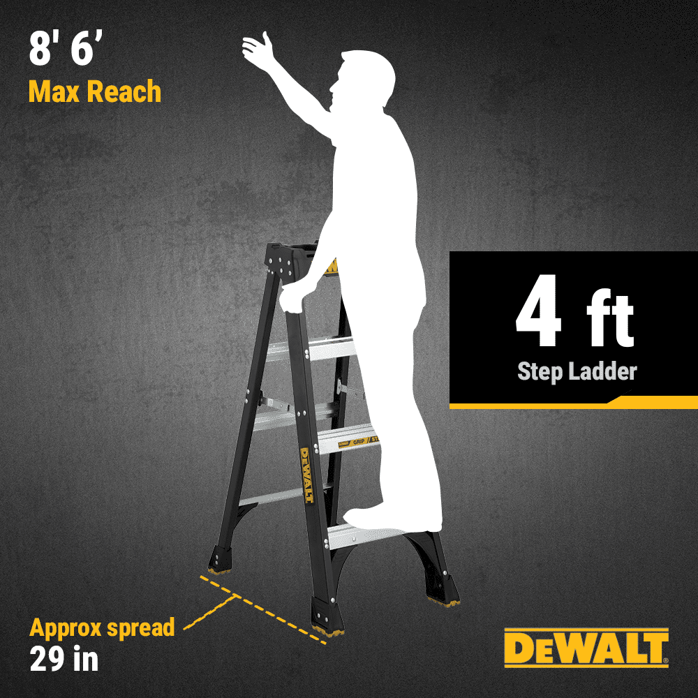 DeWalt 4-Foot Fiberglass Step Ladder, 300-Pound Load Capacity, Type IA, DXL3010-04