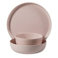 thumbnail image 4 of Gibson Home Candy Skies 12 Piece Unbreakable Wheat Straw Melamine Plates and Bowls Dinnerware Set - Outdoor, Camping, & Everyday Use - Matte Exterior/Shiny Interior Pink, 4 of 10