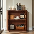 thumbnail image 3 of GZXS 31.5" Fluted Accent Cabinet with Adjustable Shelf, Farmhouse 2-Door Floor Sideboard Buffet, for Living Room, Entryway & Kitchen (Walnut), 3 of 9
