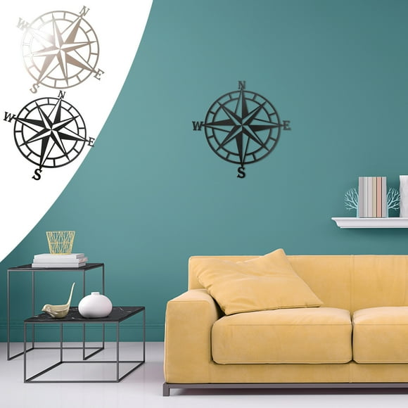 MORESEC under $5 2Pcs Metal Wall Art Decor,Nautical Compass Metal Wall Decor, Rustic Industrial Art for Living Room Bedroom Office, Iron Wall Hanging for Indoor Outdoor, Unique Gift Idea