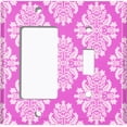 thumbnail image 2 of Metal Light Switch Plate Outlet Cover (Victorian Damask Flower Pink Pattern - Single Rocker Single Toggle), 2 of 2