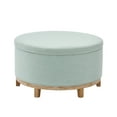 thumbnail image 3 of Christopher Knight Home 30.7" Modern Round Storage Ottoman, Fabric Upholstered with Wooden Legs, Light Green, 3 of 8