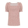 thumbnail image 5 of Fznquz Formal Women Tops on Sale under $10 Casual Work Tops Short Sleeve Pink Square Neckline Elegant Summer Blouses for Women, 5 of 6