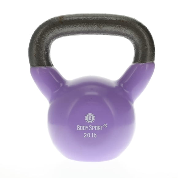 Kettlebell Body Sport, hierro fundido, revestido de vinilo, 9 kg, color morado claro