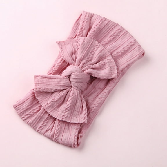 Delliss Baby Girls Headband Solid Color Cotton Headbands with Hair Bows Wide Turban Headwraps for 1-3Y Newborn Infant Toddlers Kids