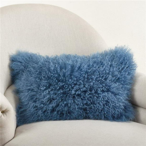 Blue fur throw pillow hot sale