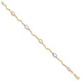 thumbnail image 2 of 14K Tri-Tone Gold Fancy Necklace Chain Tri-color Polished Link Bracelet 7.5 inch 6 mm, 2 of 6