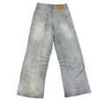 thumbnail image 7 of Luwomo Jeans Men Distressed Asymmetric Patchwork Design Wide Straight Leg Long High Waist Streetwear Denim Pants, 7 of 7