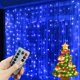 thumbnail image 3 of Cortina de luces LED de 8 modos de 3 m con control remoto, decoraciones navideñas para el hogar, guirnaldas navideñas para bodas, Año Nuevo, Feliz Navidad, 3 of 5