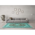 thumbnail image 3 of Ahgly Company Indoor Square Medallion Turquoise Blue Traditional Area Rugs, 3' Square, 3 of 4