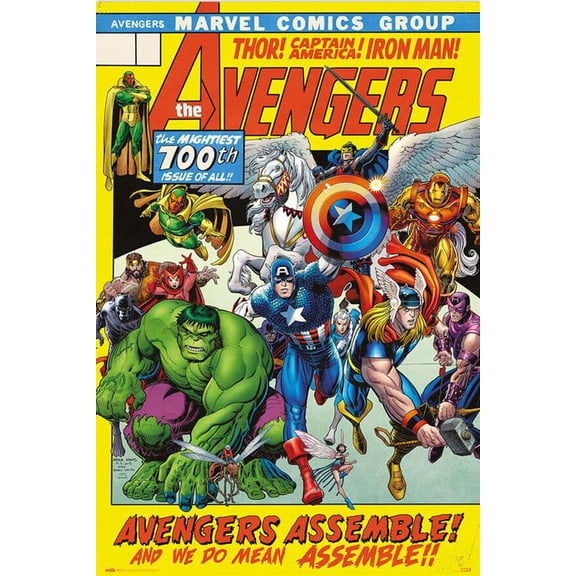 BUY ART FOR LESS Officially Licensed Avengers 100th Comic Cover 24 x 36 Inch Art Poster - Decorative Print - Poster Paper - Ready to Frame