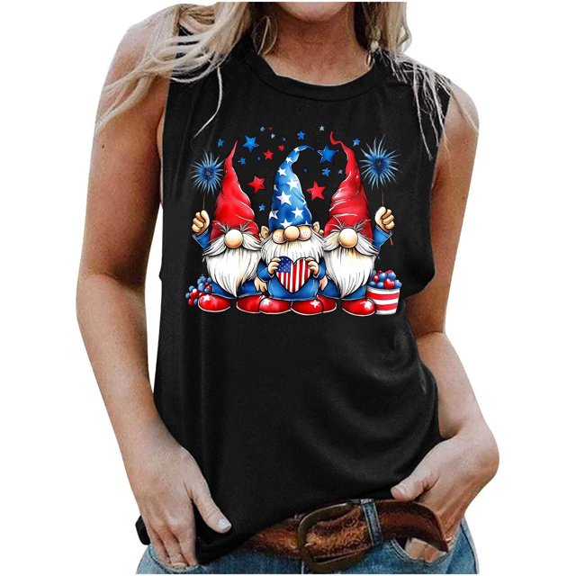 Qiopertar Blouse Sans Manches Imprimée Mode Décontractée pour Femmes Col Rond Sexy Pull-Over Slim Offres de la Semaine Liquidation à Moins de 5$ jusqu'à 90 % de Réduction