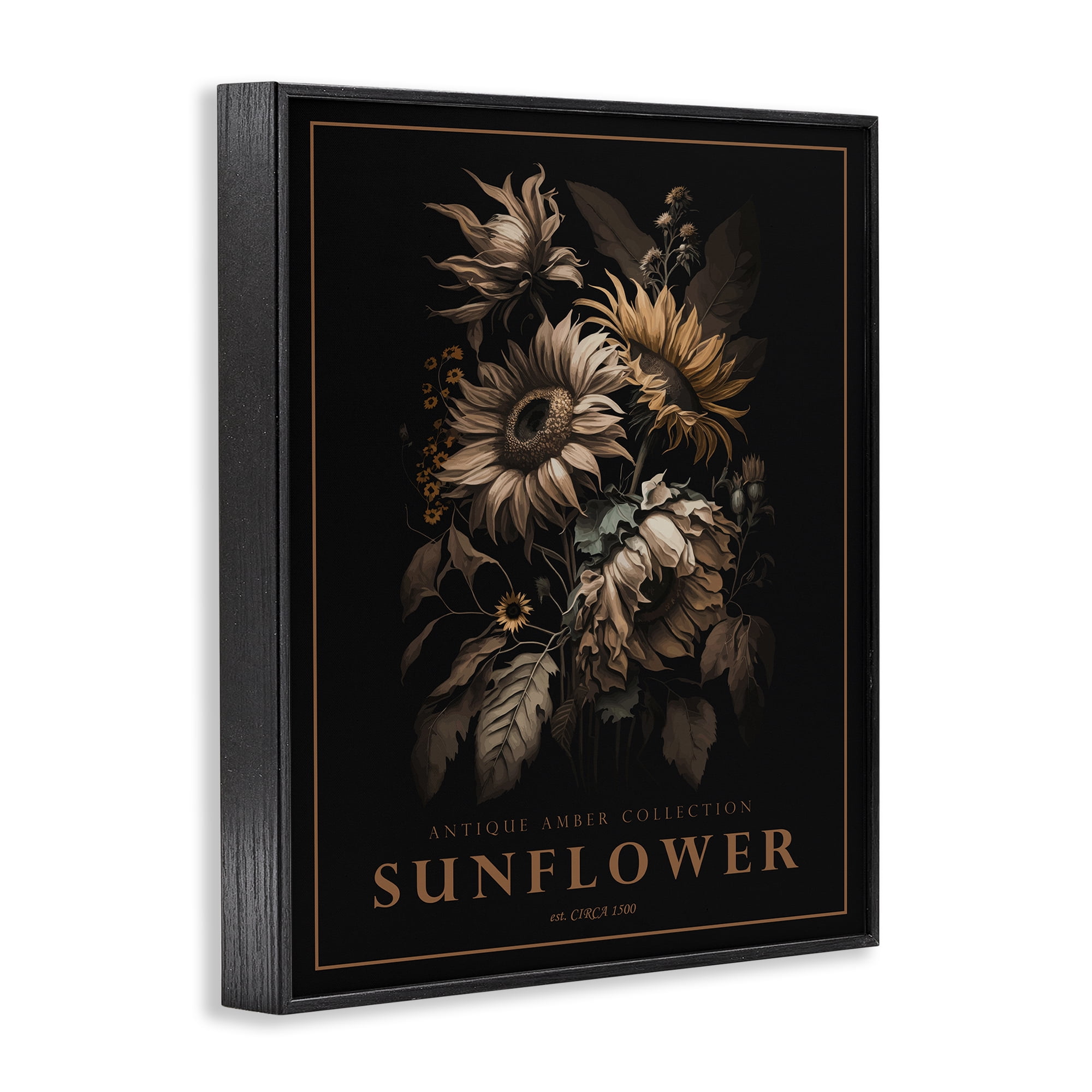 Stupell Industries Antique Sunflower Bushel Black Framed Giclee Art, design by Christopher Giampietro