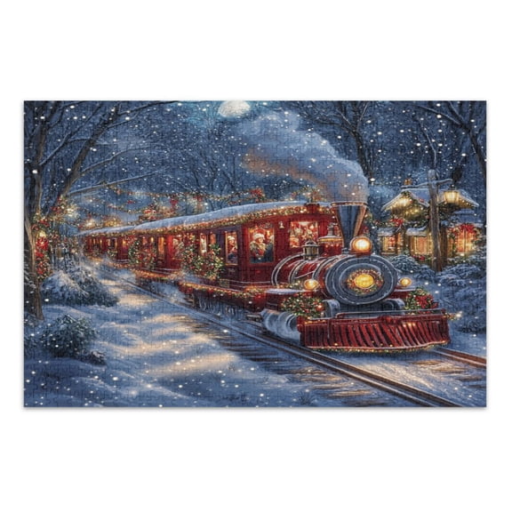 WOBOGO Christmas Train Jigsaw Puzzle Challenge 500 Piece Jigsaw Suitable for Game Night Finished Size 20.5 x 14.9in