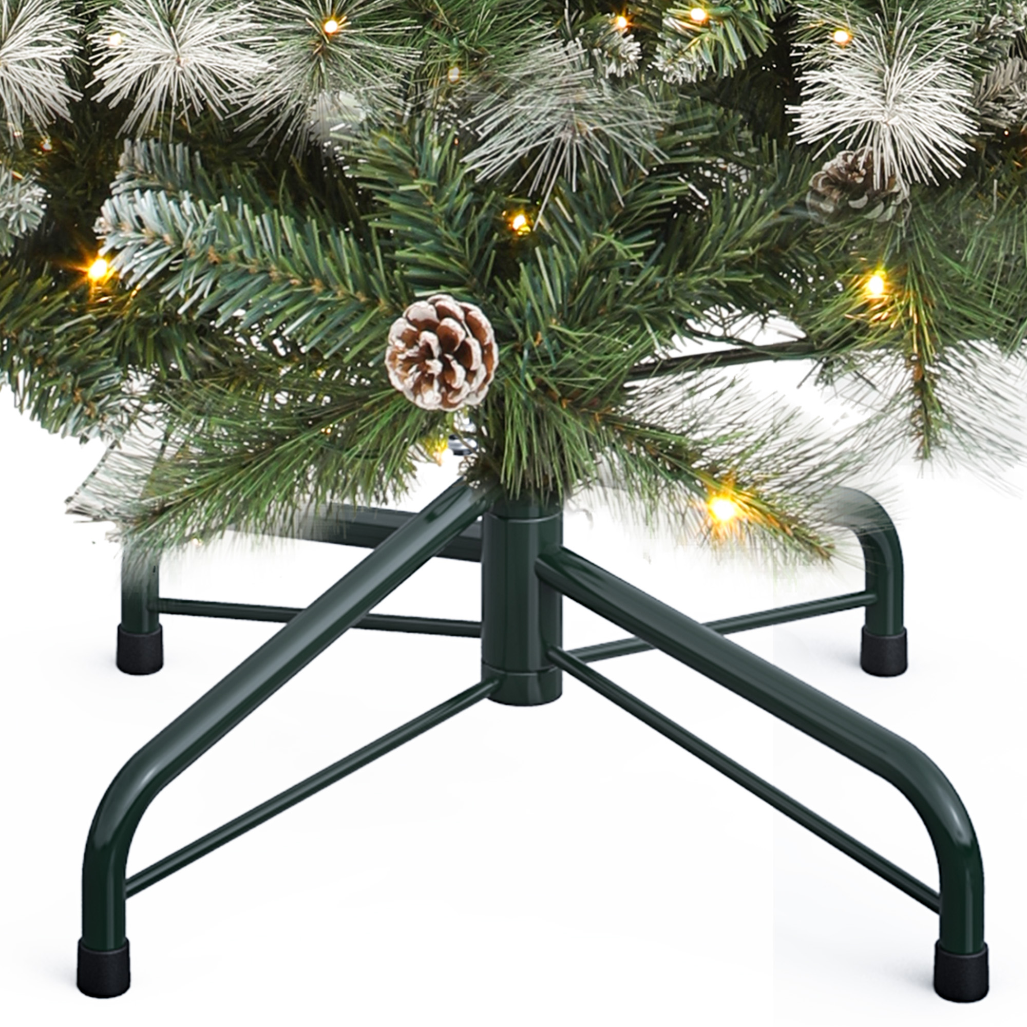 Uforic 7.5ft Pre-lit  Artificial Christmas Tree with 1399 Branch Tips & 750 Lights, Pre-Decorated Scotch Pine Christmas Tree with Remote, 11 Light Modes, 77 Pine Cones, Green