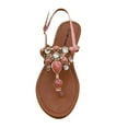 thumbnail image 3 of TOP Moda Berry-9 Women's Embellished Precious Gem Stone Crystal Flat Thong Sandals CORAL 5, 3 of 6