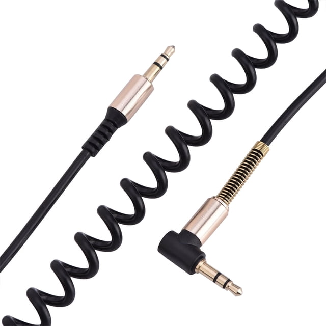 Cable auxiliar de resorte macho a macho de 3,5 mm, cable retráctil en forma de L y en forma de I para auriculares de audio de automóvil
