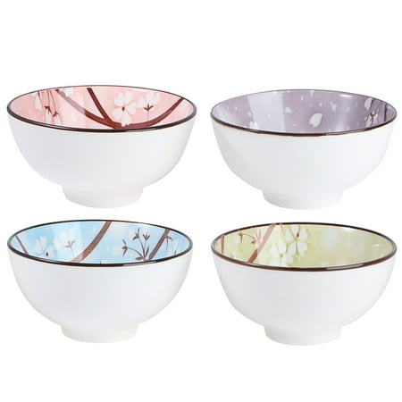 

NUOLUX Bowl Ceramic Bowls Porcelain Blue Salad Noodle Snack Small Dessert Whiterice Ramen Asian Floral Dinnerware Style