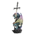 thumbnail image 3 of Aurora Borealis Elemental Dragon With Armor And Long Sword Letter Opener Statue, 3 of 7