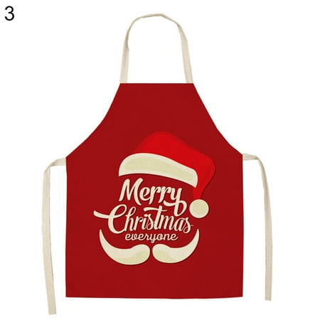 

Shulemin Linen Christmas Santa Design Home Kitchen Cooking Decorative Apron Party Props #3