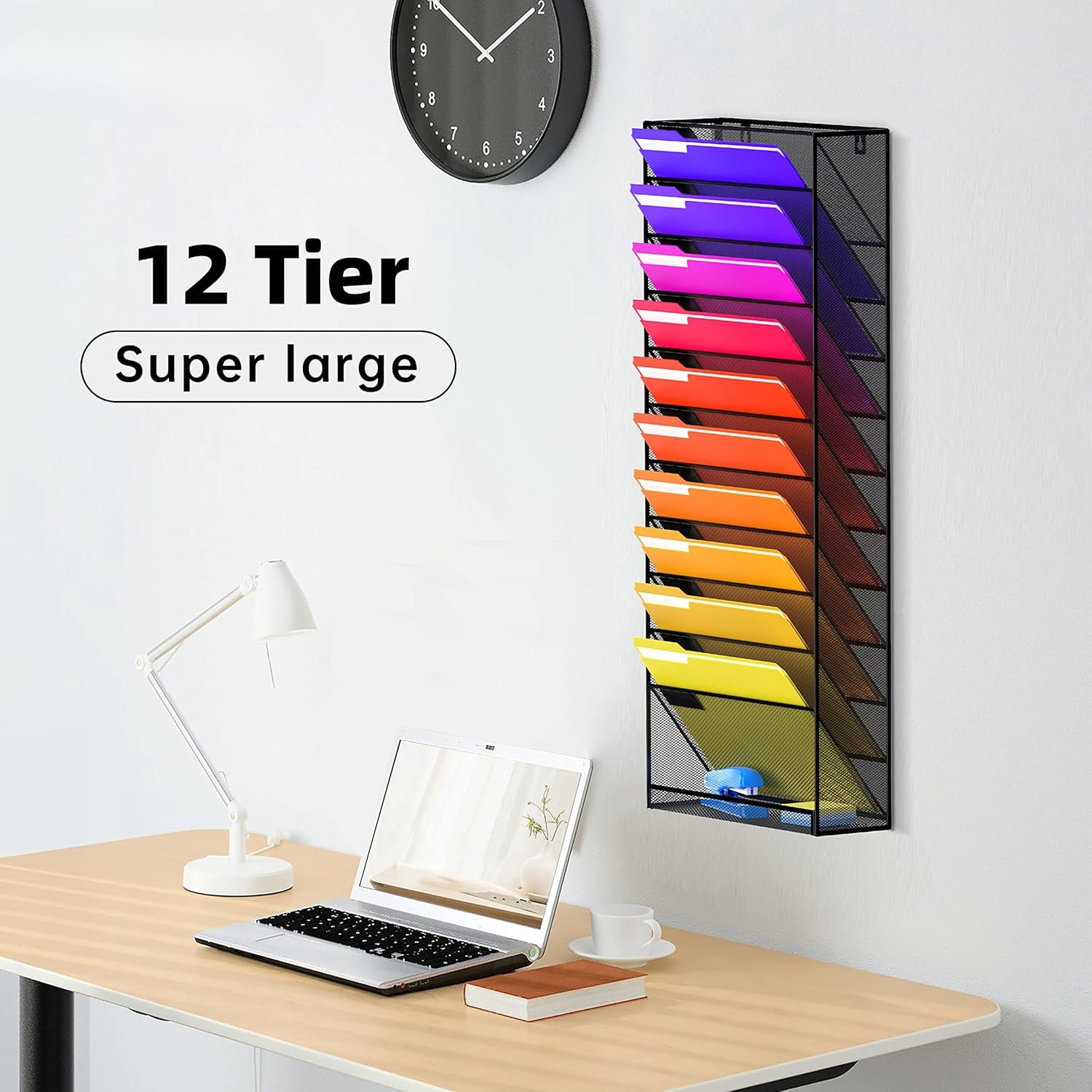 INTIGE Hanging File Organizer Wall File Holder, Wall Organizer for Papers, Folders, Magazines, Office Organization