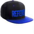 thumbnail image 2 of Classic Snapback Referee Hat High Profile Flat Bill Visor Adjustable Back Cap, Black Royal Blue, 2 of 3