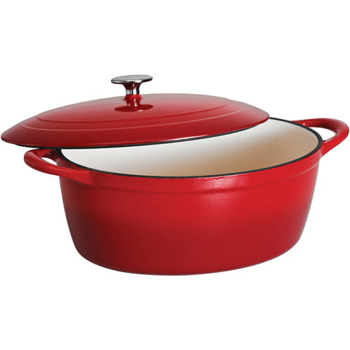 7 Qt Enameled Cast Iron Covered Tall Round Dutch Oven - Sunrise