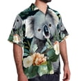 thumbnail image 2 of Koala Men's Short Sleeve Beach Shirts Poplin Spread Collar Tops Casual Printed Button Down Summer Unisex, 2 of 6