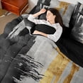 thumbnail image 4 of jejeloiu Modern Ink Geometric 7-Piece Twin Bedding Sets,Black Gold Gray Bedding Comforter Set For Adults Reversible, 4 of 8