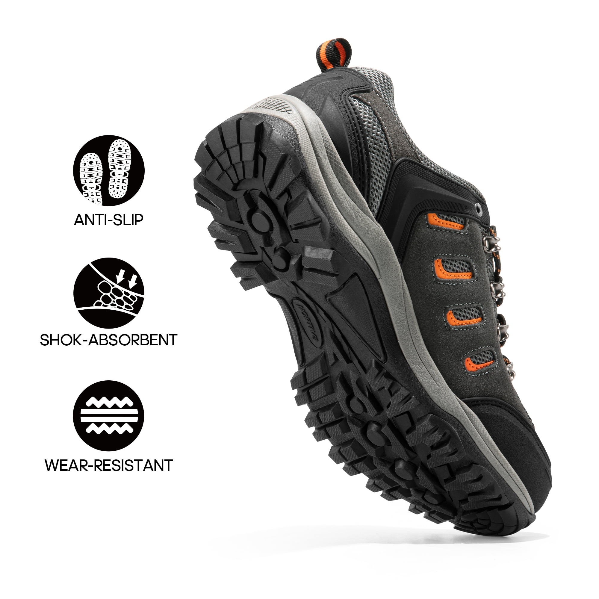 NORTIV 8 Men's Waterproof Leather Low-Top Hiking Shoes for Outdoor Trekking, Camping, and Walking
