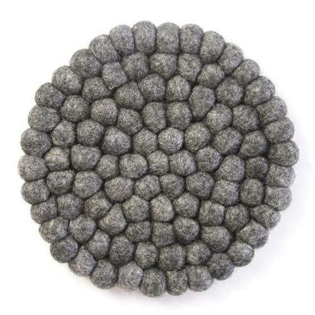 Global Groove GLG50052-01L Hand Crafted Felt Ball Trivets, Round - Dark Grey