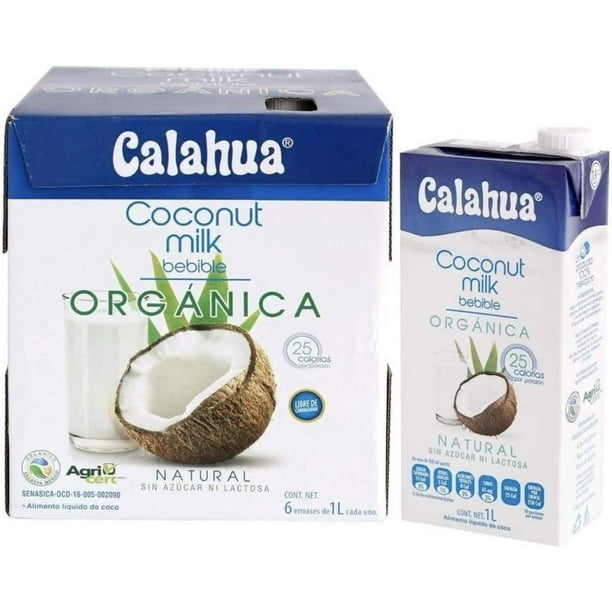 LECHE DE COCO ORGÁNICA CALAHUA CAJA CON 6 PZAS DE 1 LITRO Calahua PI-OCOR-15PN