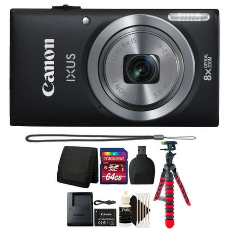 - Canon IXUS 185 / ELPH 180 20MP 16x ZoomPlus Black Digital Camera with 64GB Top Accessory Kit