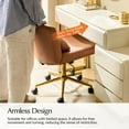 thumbnail image 5 of Modern Home Office Chair Adjustable  Armless Swivel Leather Desk Task Chair for Makeup Vanity Camel, 5 of 9