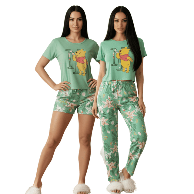 Pijama De 3 Piezas Mujer Pantalon Short Y Playera A Juego