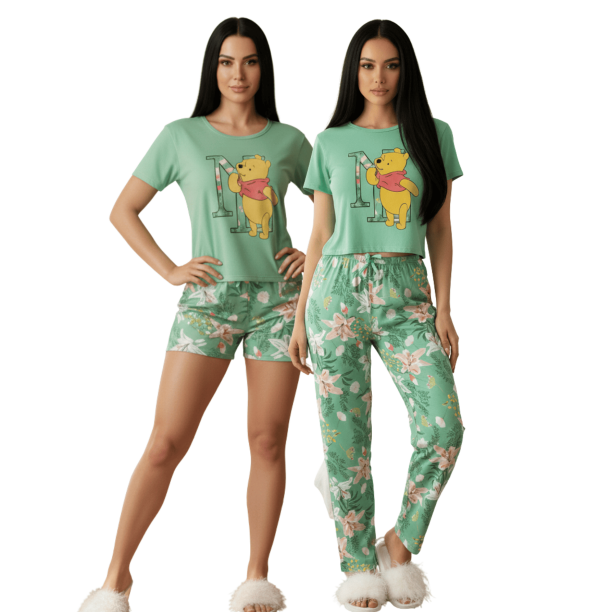 Pijama De 3 Piezas Mujer Pantalon Short Y Playera A Juego