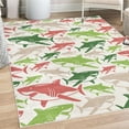 thumbnail image 1 of Shark Decorative Rug, Colorful Underwater Fish Pattern Masters Survival Predators Dangerous Nature, Quality Carpet for Bedroom Dorm and Living Room, 6 Sizes, Apple Green, by Ambesonne, 1 of 4