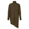 thumbnail image 5 of Rigardu Womens Solid Long Sleeve Irregular Turtleneck Shirt Loose Pullover Blouse Tops shirts for women womens shirts Brown + L, 5 of 5